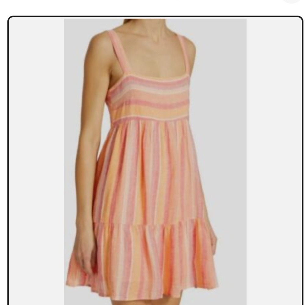 Rails Sadi Mini Dress Womens XS Pink Orange Stripe Linen Blend Mini Excellent